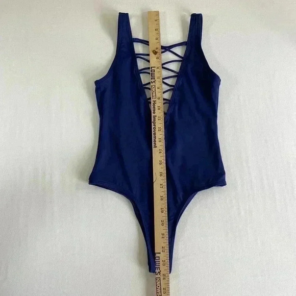 Rip Curl XS Navy Criss Cross Open Front Cheeky One Piece Scoop Back Swimsuit - Picture 9 of 10